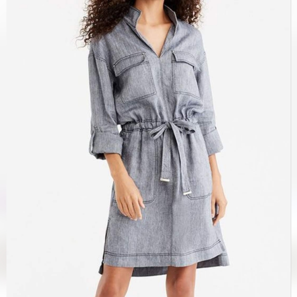 Jones New York Blue Chambray Linen Dress